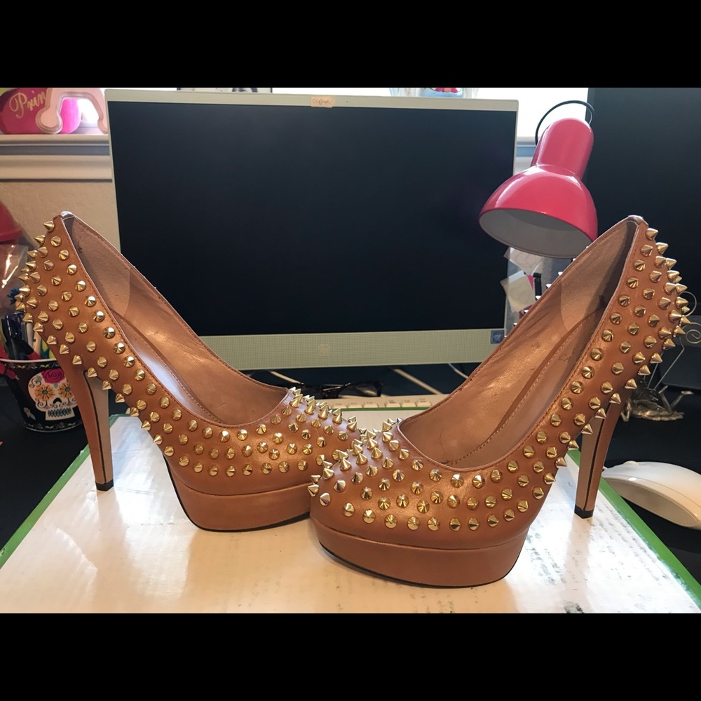 Leather studded heels